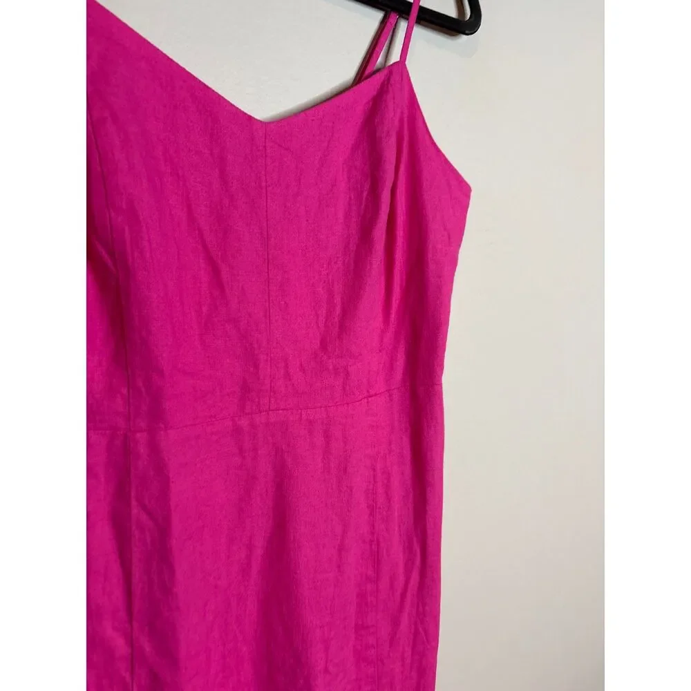 J. Crew pink linen blend midi dress